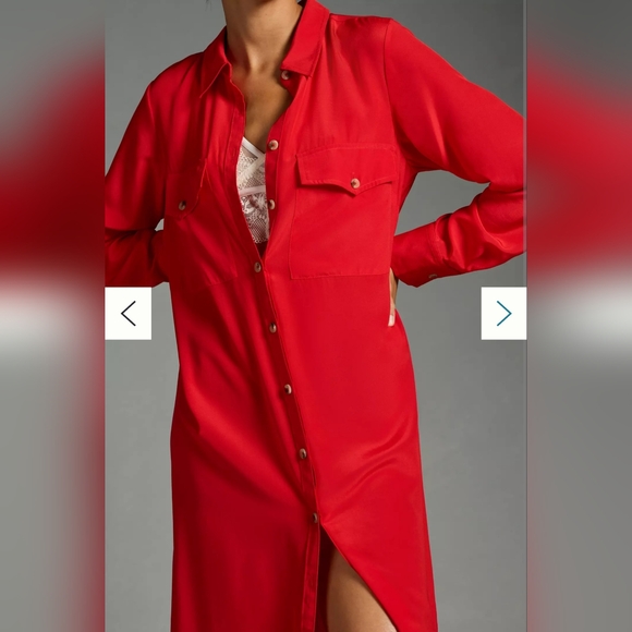 Anthropologie Long-Sleeve Silk Shirt Dress - Picture 4 of 12